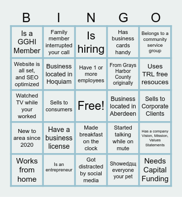 Business After-Hours Bingo Networking Bingo Card