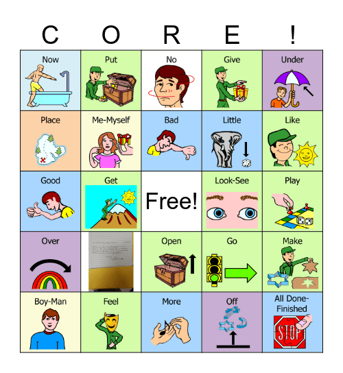 CORE WORD Bingo Card