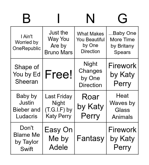 Singo Bingo Card