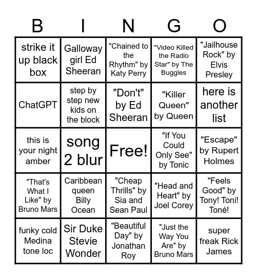 Bingo Jams Round 4 Bingo Card