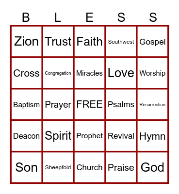 ZION Bingo Card
