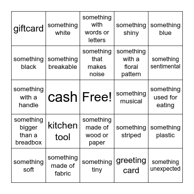 Maria's Bridal Bingo Card