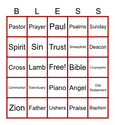 Zion Bingo Card