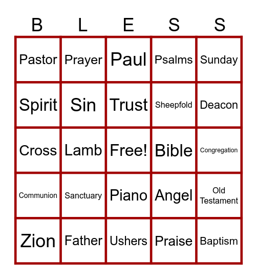 Zion Bingo Card