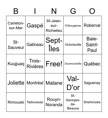 Ville du Québec Bingo Card