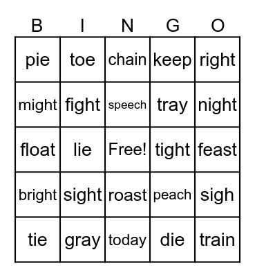 Vowel Teams Bingo Card
