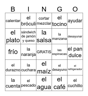 Sp1Ch6Vocabulary Bingo Card