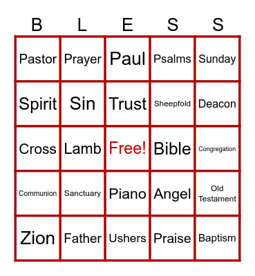 Zion Bingo Card