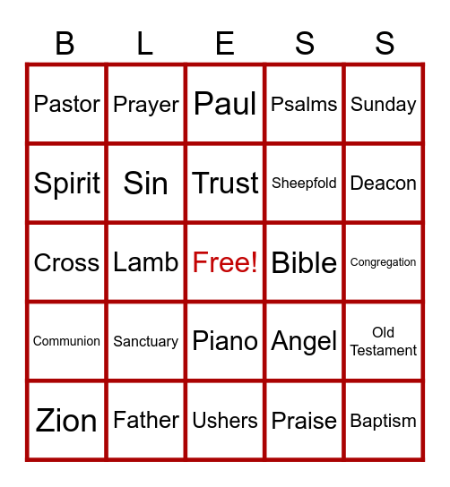 Zion Bingo Card