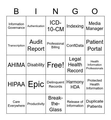 HIM Week 2024 Bingo Card