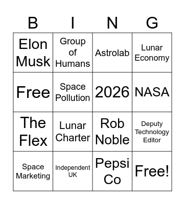 Space Advertising Bingo Card