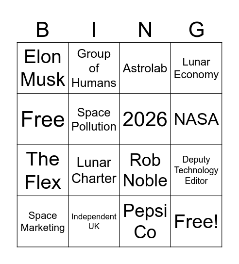 Space Advertising Bingo Card