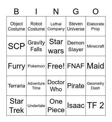 Animecon Bingo Card