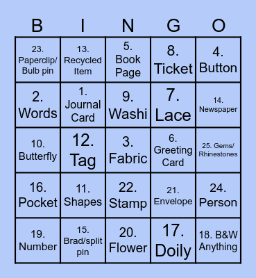 Crafty JJ Bingo! Bingo Card