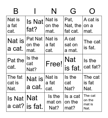 PAF I CAN Bingo Card