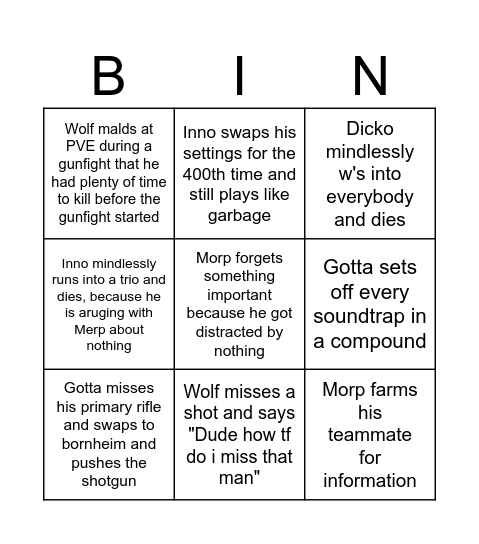 Bayou Babes Bingo Card