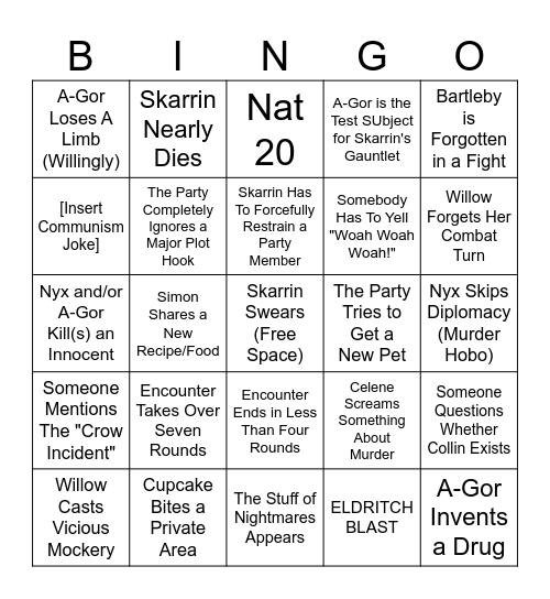 Rising Tides Bingo Card