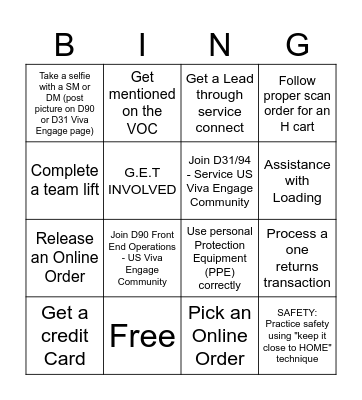 FRONT END ACTIVITY Bingo Card