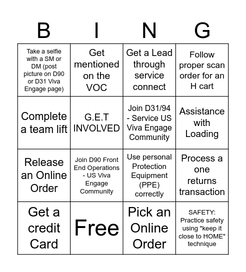 FRONT END ACTIVITY Bingo Card