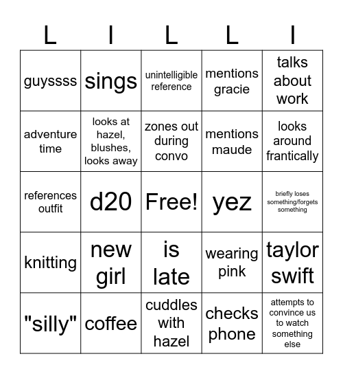 Lillingo Bingo Card
