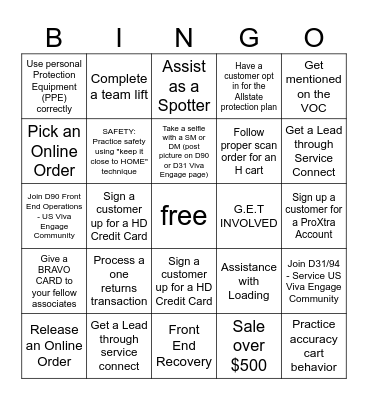 FRONT END ACTIVITY Bingo Card