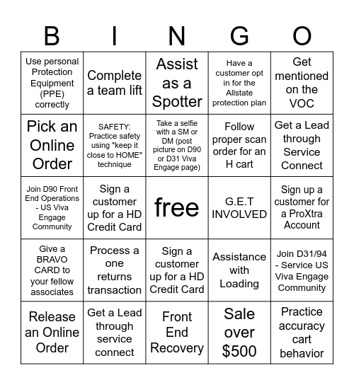 FRONT END ACTIVITY Bingo Card