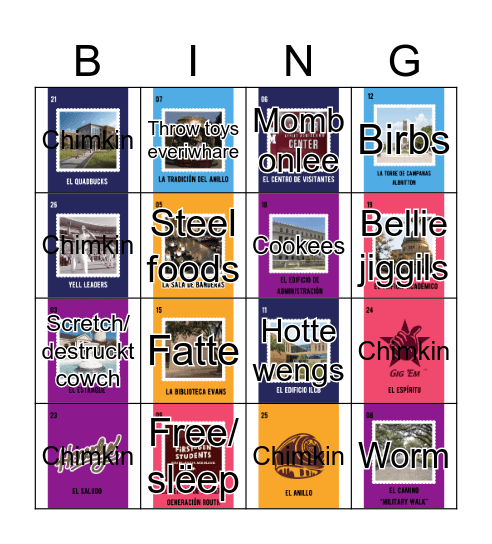 Viloot Binger Bingo Card