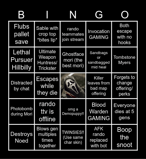 DBD Collab Bingo Card