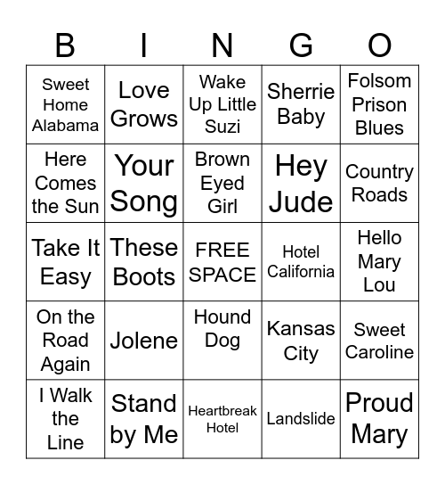 Music Bingo! Bingo Card