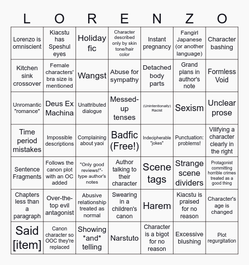 Klikky Bingo Card