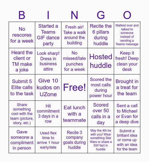 Call Scoring Bingo! Bingo Card