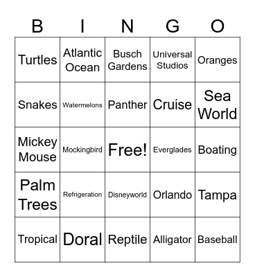 Florida Bingo Card