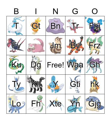 Pokemon Bingo Card