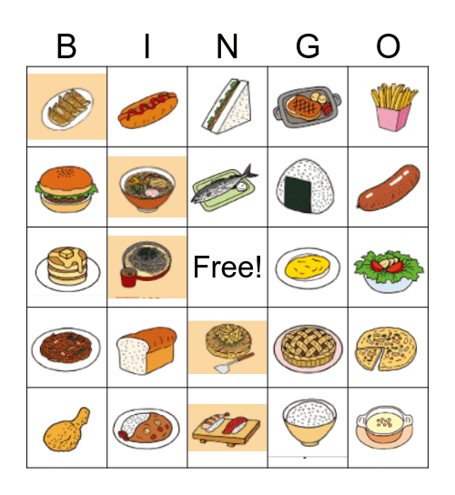 Food Bingo Card