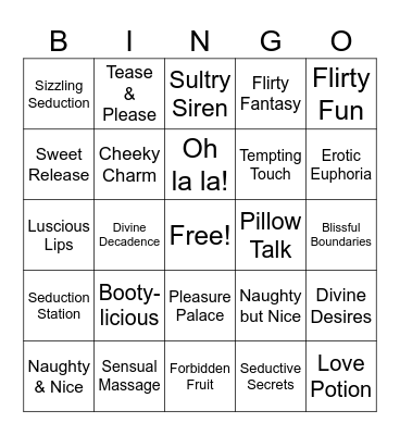 Naughty Bingo Card