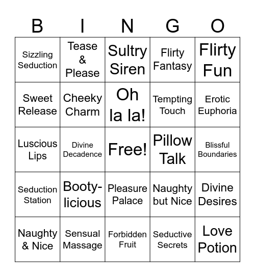 Naughty Bingo Card