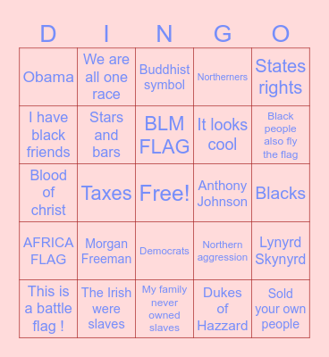 Confederate bingo Card