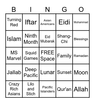 APPN Heritage Month Bingo Card