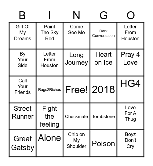 rod wave songs bingo Card