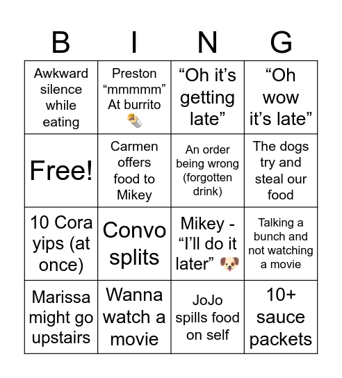 RANDO BINGO Card