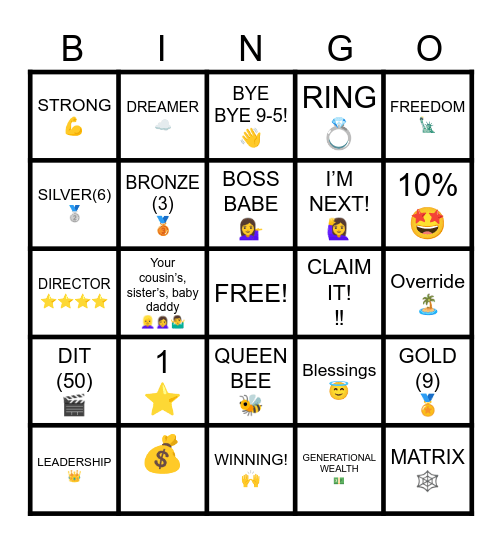 SPONSOR BINGO Card