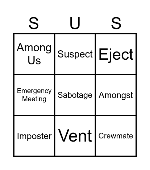 Among us Bingo Card