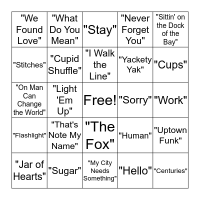 Musical Bingo Card