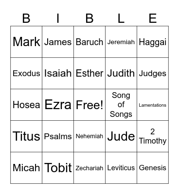 BIBLE BINGO Card