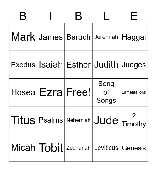 BIBLE BINGO Card