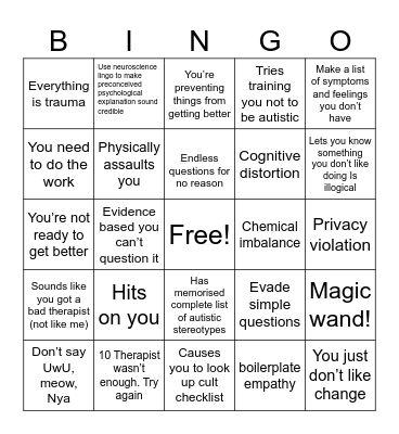 Therapy bingo Card