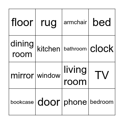 UNIT 3 - At home Bingo Card