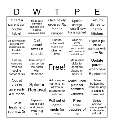 HH Nurse Bingo Card