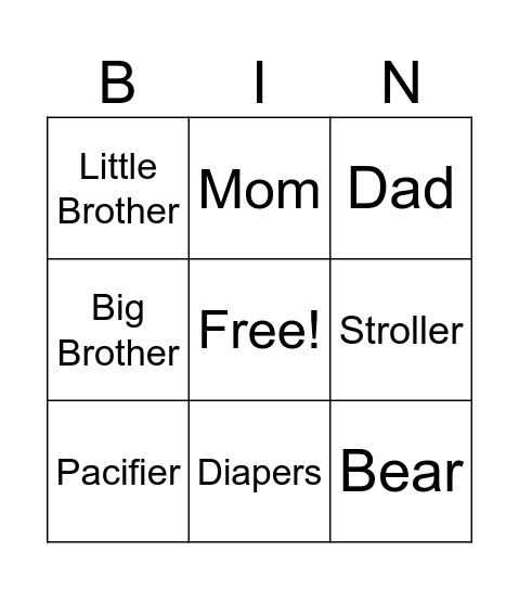 Marias Babyshower Bingo Card