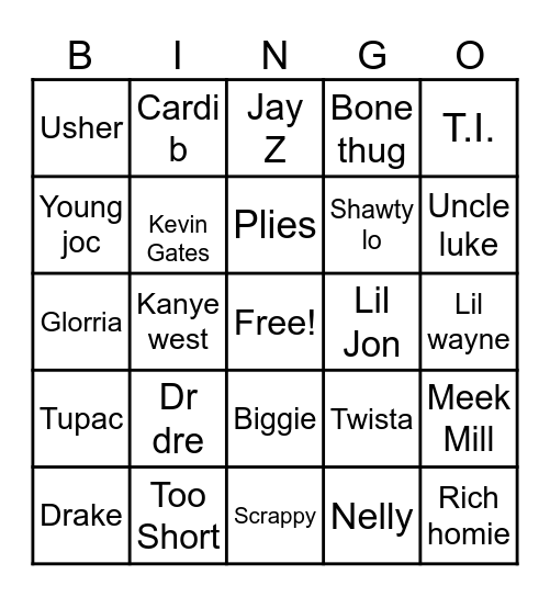 Trap Music 🎶 Bingo Card
